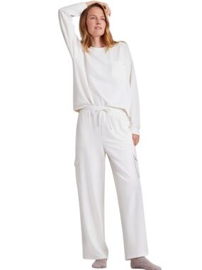 State of Day Women's High-Rise Fleece Cargo Sweatpants Bright Sea Salt - NWT